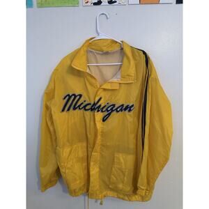 Vintage Michigan Windbreaker Jacket XL Made In Russia Embroidered Yellow